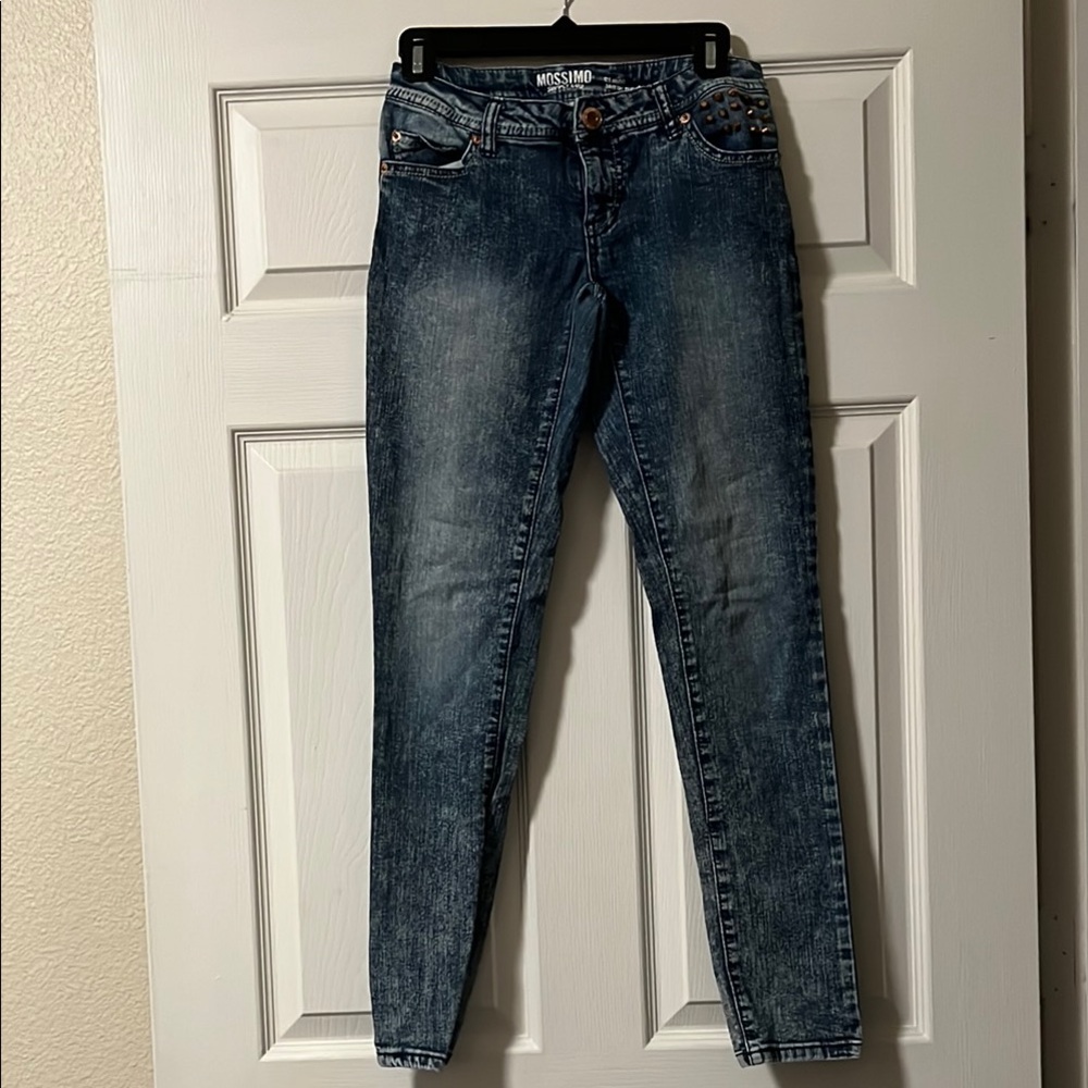 Mossimo Supply Co. Blue Skinny Jeans with Vintage-Inspired Fading